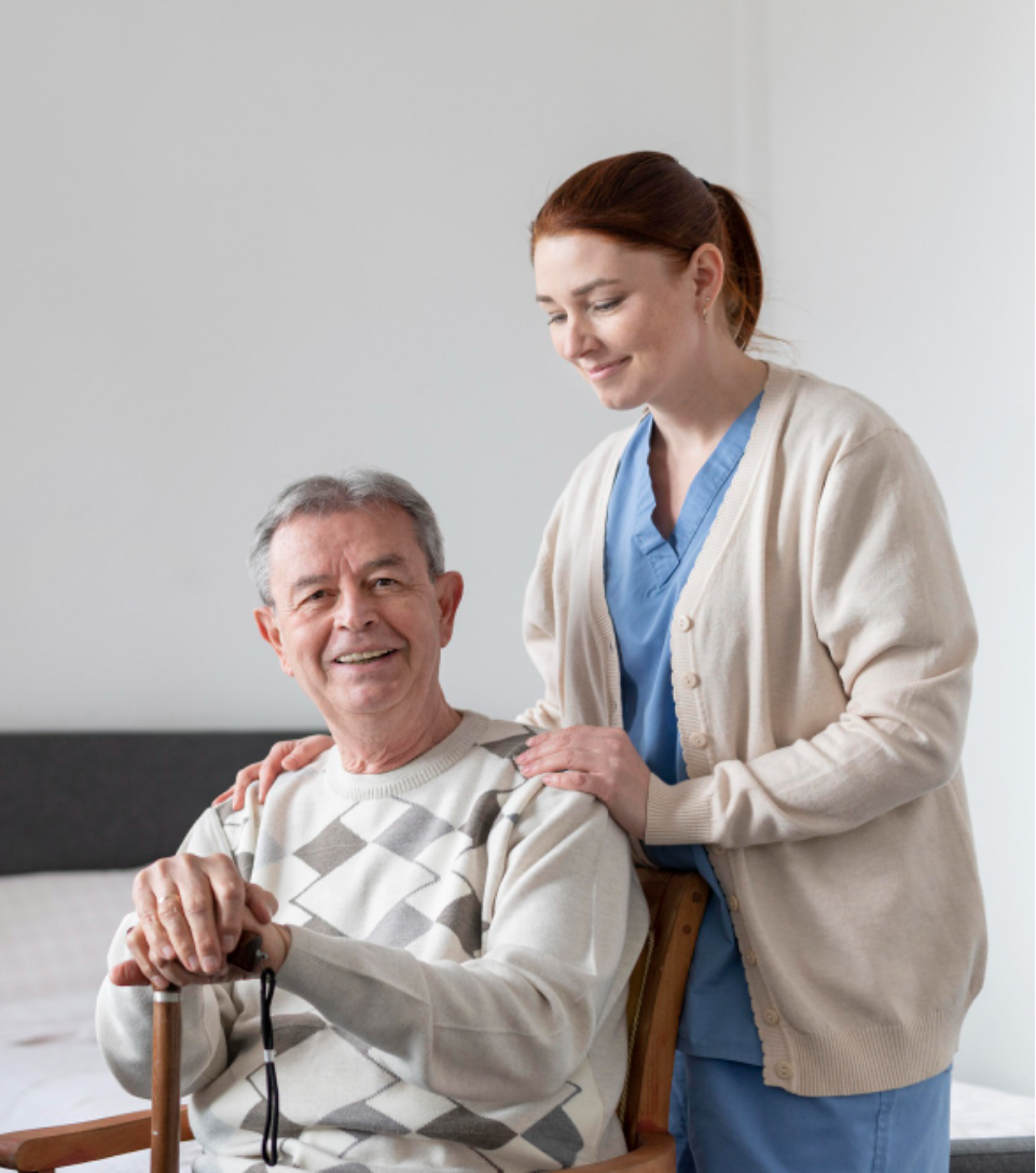 Caregiver with elderly man