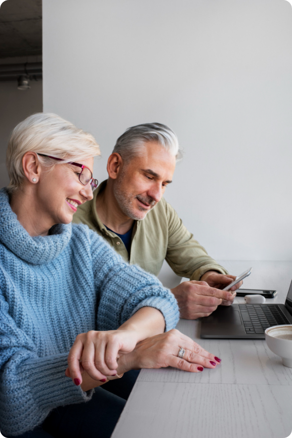 Senior couple using a tablet